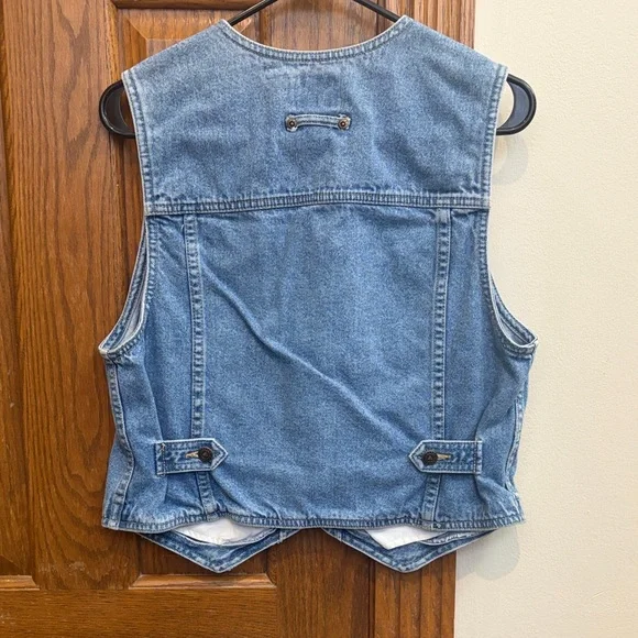 Liz Claiborne Vintage Denim Vest, S, Cottagecore 90s Classic - Picture 6 of 9